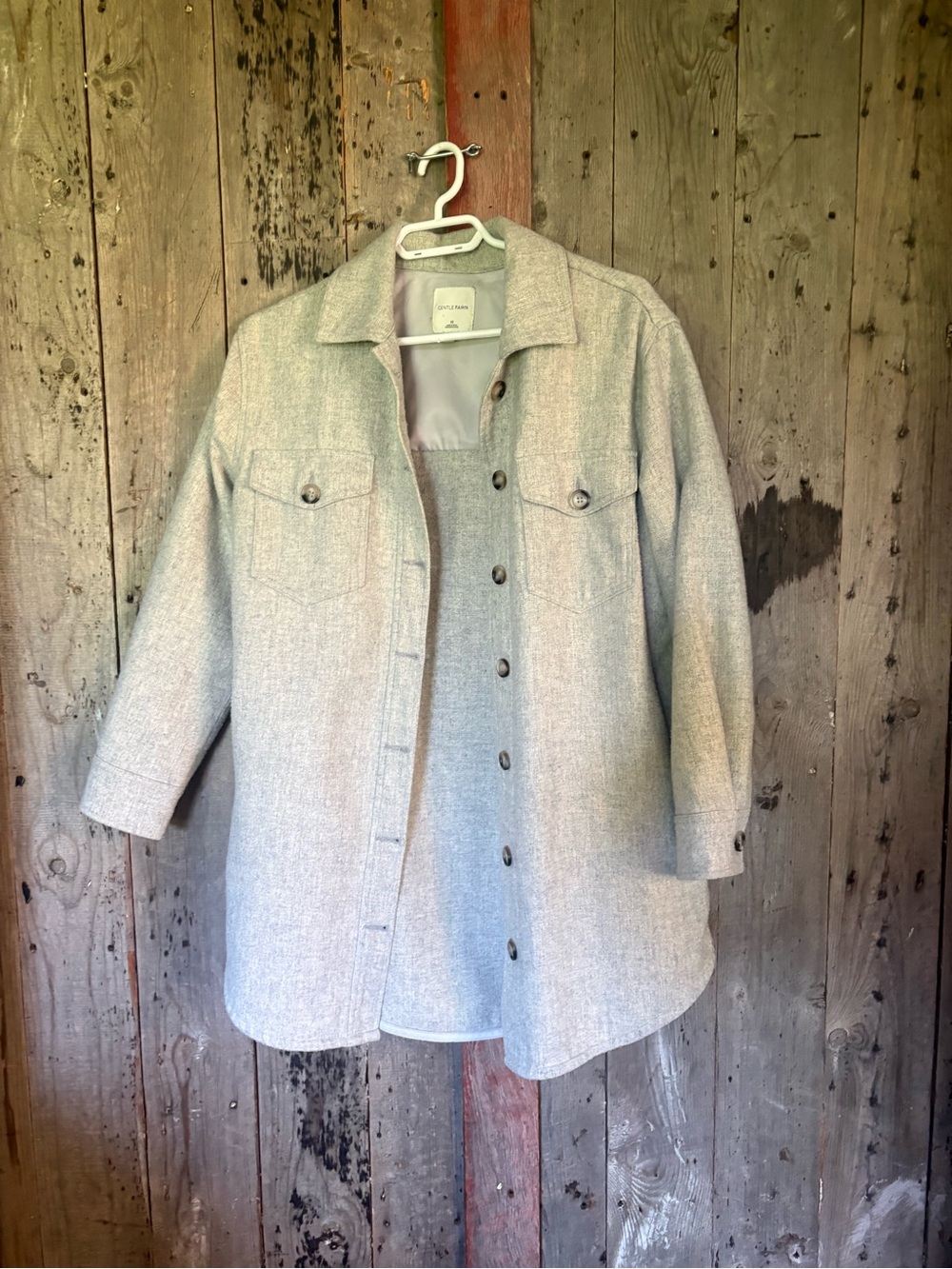 Gentle Fawn Light Gray Button-Front Shacket